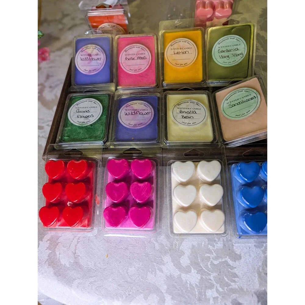 Handmade Scented Heart Wax Melt Tarts, 14pc Assorted Scents/Colors